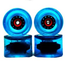 호환용품 소프트 스케이트보드 휠 PU 70mm 롱보드 내구성 슈퍼 크루저 로드 ABEC-9 베어링, [08] Transparent Blue, 1개