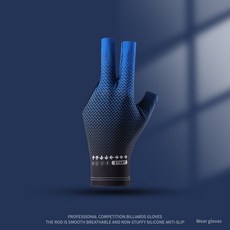 桌球臺球手套專業男女通用露指斯諾克比賽專用防滑薄款三指高彈, 檯球點點黑藍【左右手通用單隻】, 1個