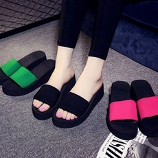 바캉스 비치 여자 키높이 레인보우통굽슬리퍼 슬리퍼 여성 조리샌들 샌들 이쁜쪼리 여신휴가룩