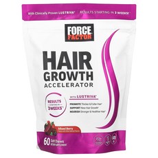 Force Factor 포스팩터 헤어 액셀러레이터 믹스드 베리 60 소프트 츄 보충제, Force Factor 포스팩터 헤어 액셀러레이터 믹스, 1개