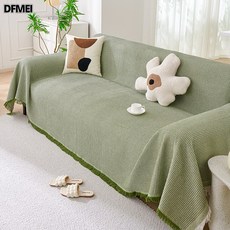 DFMEI ins高級感沙發蓋布夏四季通用雪尼爾沙發巾防貓抓沙發套罩沙發墊, 1件, 華夫格綠色【細膩華夫格|垂感好】