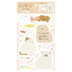 FURUKAWASHIKO 動物訊息貼紙, 1個, 4入