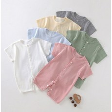 아기 자가드 롬퍼 통기성 순면 반팔 우주복 여름 아기옷 유아 풀스냅 바디수트 신생아옷