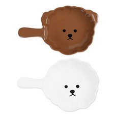 Dailylike 可愛造型手柄盤組 2件組, 03 比熊犬+貴賓犬, 1組