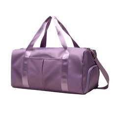 繽紛四色旅行袋 獨立鞋袋 乾濕分離 健身包 大容量 防潑水 斜背包, 紫色, 1個