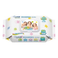 拭拭樂 超厚嬰兒抗菌濕紙巾(巧扣立蓋) 80抽 濕紙巾, 1個