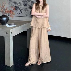 夏季時尚百搭休閒氣質套裝上衣長褲兩件套
