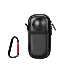 XHSESA Insta360 X5용 파노라마 카메라 보관 케이스 여행 및 실외 사용을 위한 부드러운 플리스 안감과 카라비너가 있는 휴대용 PU 하드 쉘 보호 가방 블랙 224