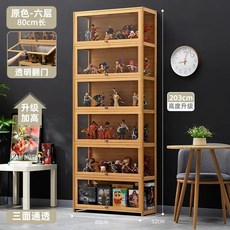 장식장 수납장 투명 유리문 진열장 소품 레고장 피규어장 01. 아크릴 1단 60cm, R. 2m 높이 원목 6단 80cm