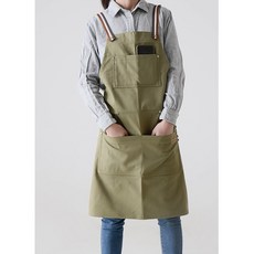 NENAI 캔버스 작업복 바리스타 방수 앞치마, 카키, 4개