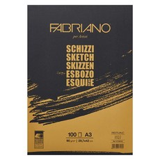 파브리아노 슈찌 블랙 상단제본 스케치 패드 90g HD06 A3 100매, 단품, 상세페이지 참조