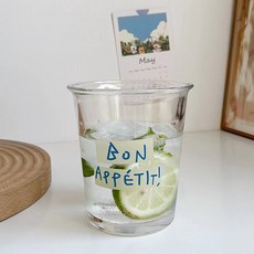 레터링 리유저블 컵 아침컵 우유컵 알파벳 프린트 강화 투명 유리컵 320ml, 6개, 6개