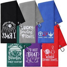 203255 VitalCozy 그로밋 포함 볼링 볼 타월 6개 재미있는 자수 극세사 래그 물티슈 액세서리 남성 여성 연인 선물 40.6 x 61cm(16 24인치), 203255 VitalCozy 그로밋 포함 볼링 볼 타