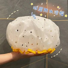 無品牌 聚會防水雙層浴室浴帽雙層浴帽沐浴加厚頭套多功能, 1個, 黃色 1個裝