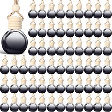 BBTO 100개 차량용 방향제 와 나무 뚜껑이 있는 빈 클리어 홀더 장식용 향수병 걸이 펜던트 블랙 라운드