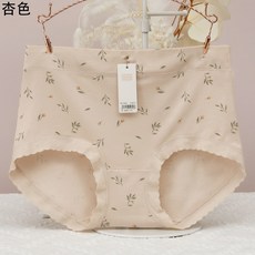 YABINI 小花蕾絲花邊內褲 中高腰花朵印花三角褲, 杏色