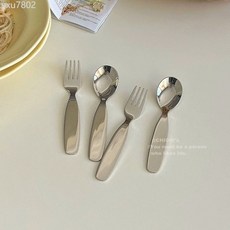 不銹鋼圓潤胖胖餐具組 (飯勺/叉子/調羹) 2入裝, 食品不銹鋼【勺子/叉子】2支裝, 1個