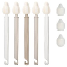 하이비 젖병 젖꼭지 세척 몽글이 롱 미니솔 5p + 먼지보호캡 3p 세트, 1세트, 또똣베이지
