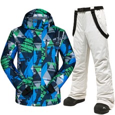 디얼픽 이월스키복 보드복 세트 스키복세트 상하세트, 블루 트라이앵글+라이트그레이, 1개