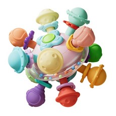嬰幼兒多功能搖鈴玩具 色彩繽紛 觸感豐富, 曼哈頓球粉色【帶收納盒】, 1個
