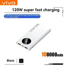 VIVO 120W 500000mAh 대용량 전원 은행 iPhone 용 초고속 충전 보조베터리 휴대용 배터리 Samsung XIAOMI, 01 White 100000mAh