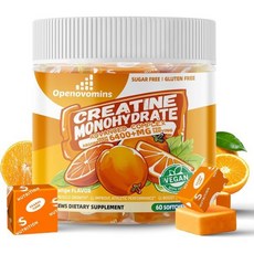 Creatine Monohydrate Soft Chews Complex 6400mg for Men & Women -Advanced Formula W/L-Taurine + Vit, Orange, 60 Count (Pack of 1), 1개