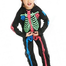해골 아동 할로윈 뼈무늬 공연 분장 파티 의상