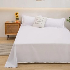 더블 침대용 1 pc 침대 플랫 시트 일반 솔리드 컬러 탑 싱글/퀸/킹 소프트 홈 린넨, 180X230cm, White, 1개