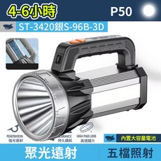 微笑鯊 高亮手提燈 ST-3420 P50燈芯 高亮度照明, 【銀】微笑鯊 ST-3420-S-96B, 1個