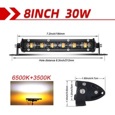 LED 라이트 바 6D 8인치 14인치 20인치 오프로드 Led Lada 트럭 4x4 SUV ATV Niva 흰색 노란색 자동 운전, 03 8inch-3500k 6500k, 1개
