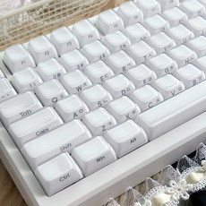 MAIMOOO 화이트 한국어 젤리 키캡 OEM 프로필 PC 2색 사출 성형 측면 새겨진 반투명 크리스탈 한글 키캡 기계식 키보드 132 키, Korean