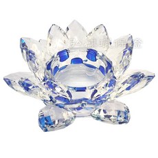 弘麒 水晶玻璃蓮花燭台, 藍色1入(不含燈), 藍色