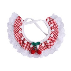 패션 Bowknot 애완 동물 목걸이 귀여운 레이스 메쉬 자수 애완 동물 턱받이 Burp Cloth 작은 중형 개를위한 사랑스러운 개 고양이 목걸이 넥 스트랩, 엘, D-레드