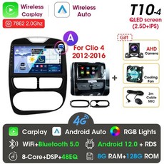 Srnubi 차량용 라디오 멀티미디어 플레이어 안드로이드 12 카플레이 르노 클리오 4 2012-2019 2Din GPS 스테레오 4G DVD 헤드 유닛, [05] (A)T10-4 Fan-Camera