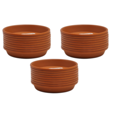 圓形塑膠花盆架 30入, 赭石