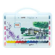 DFMEI 【108色】馬克筆套裝 繪畫設計動漫美術學生畫材酒精性雙頭馬克筆, 1個, 粗圓杆707-12:如圖