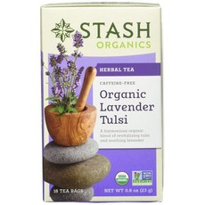 스태시 티 유기농 라벤더 툴시 허브 티 18개입 호일 티백 Stash Tea Organic Lavender Tulsi Herbal Tea 18 Count Tea Bags in, 18개입(6개들이 팩), 1개