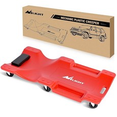 Nilight 101.6cm40인치 기계식 플라스틱 크리퍼 - 블로우 몰드 롤링 차고 카트 패딩 헤드레스트 이중 공구 트레이 및 캐스터 6개 블랙 176265, Red