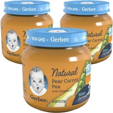 거버 비타민 C 어린이 과일퓨레 113g, 배+당근+콩(Pear + Carrot + Pea), 3개