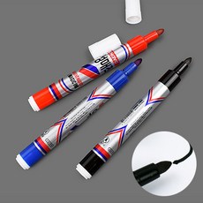 더문샵 둥근닙 유성매직 단색 선명한마카펜 유성매직빨간색 유성펜 낱자루 매직펜, 청색