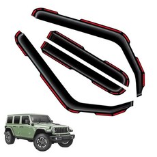 인채널 윈도우 바이저 레인 가드 핏 지프 랭글러 JL 2018-2025/글래디에이터 2020-2025 (2018-2025) - 4피스 채널 다크 스모크 폴리카보네이트 벤트 디플, FIT JL 2018-2025/Gladiator 202