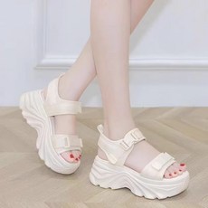 투니스 여성 단색 벨크로 통굽 샌들 5cm