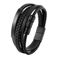천연 옥팔찌 남자를위한 매력 브레이드 로프 팔찌 스테인레스 스틸 마그네틱 버클 가죽 Bangles 남성 여성 쥬얼리, color 22, 21cm, 1개