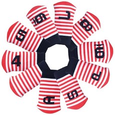 10개/세트 레드 화이트 스트라이프 니트 골프 클럽 아이언 헤드 커버 4-9 P S A 블랭크 1개