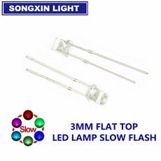 100pcs 3mm LED 발광 다이오드 플랫 탑 따뜻한 화이트 레드 블루 그린 UV 오렌지 옐로우 핑크 컬러 전구 램프 2V 3V 표시기 DIY, [03] SLOW RGB