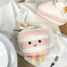 부드러운 촉감 미니 인형 가방 장식 귀여운 봉제 음식 재미있는 시뮬레이션 케이크 인형 디저트 장식 가방 장식 스시 선물 캐릭터 키링, 6-15cm, 딸기 삼각 케이크