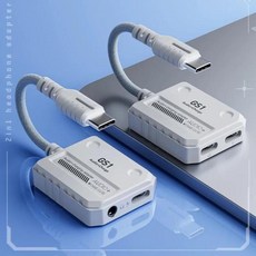 Plextone GS1 2 in 1 헤드폰 변환기 Type-C 인터페이스는 60W 고속 충전 3D 스테레오 사운드 축복 어댑터, 02 3.5MM - type-c