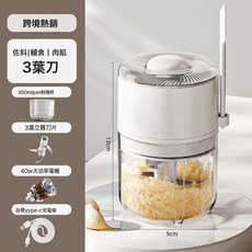 家用電動蒜泥打蒜器搗蒜器攪蒜器絞肉蒜蓉拉蒜神器大蒜蒜末攪碎機, 350毫升PET杯加升級3葉刀:如圖