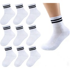 더베이직 남성용 두꺼운 이중쿠션 두줄 스포츠 중목 양말, 1개, 하양