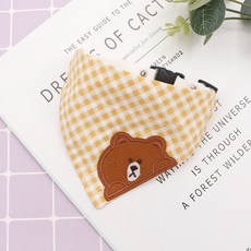 DZER 애완동물용 귀여운 체크 무늬 스카프 작은 동물 자수 목걸이 전연령용, S, 노란색